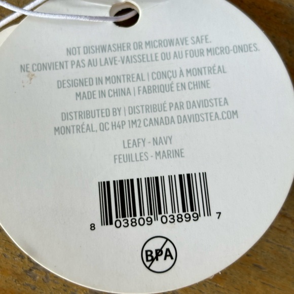 New David’s Tea Leafy Navy Iced Tea Press For Iced Tea On the Go 16oz - Picture 12 of 12